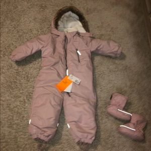 Infant snow suit with matching soft bottom boots